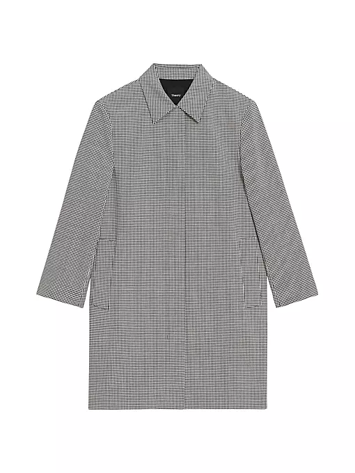 Theory - Checkered Stretch Wool Car Coat