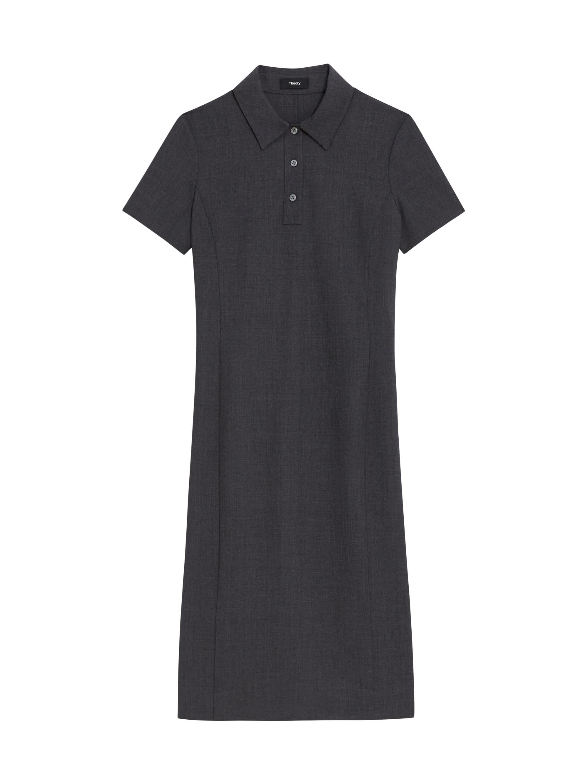 Theory Women's Stretch Wool Knee-Length Polo Dress - Black