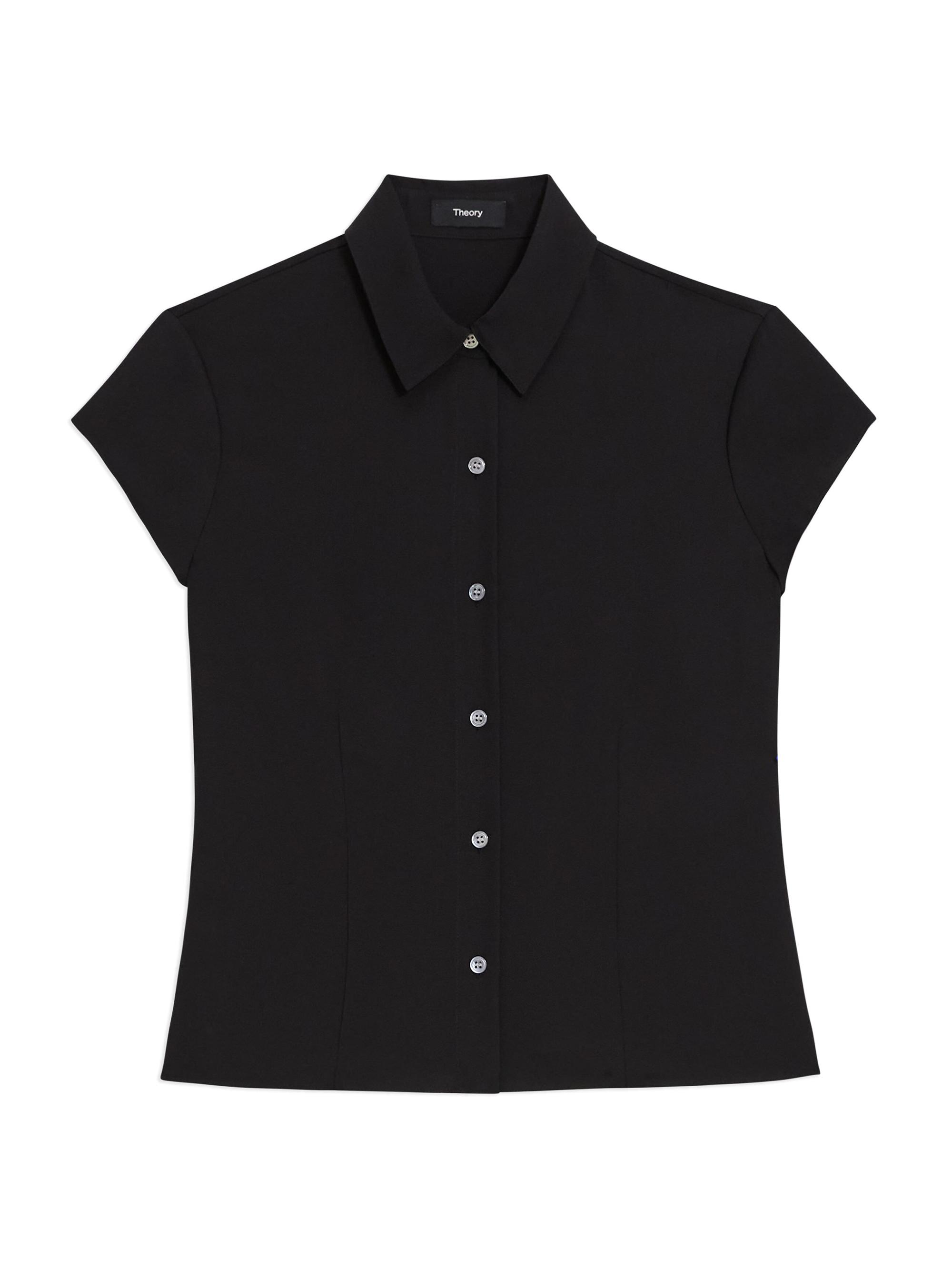 Theory Cap-Sleeve Silk Button-Front Shirt | Saks Fifth Avenue
