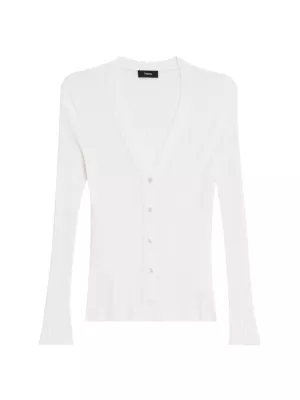 Theory Women's Wide-Ribbed Wool Cardigan - New - Men's Clothing