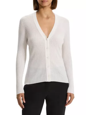 Theory Wide-Ribbed Wool Cardigan | Saks Fifth Avenue