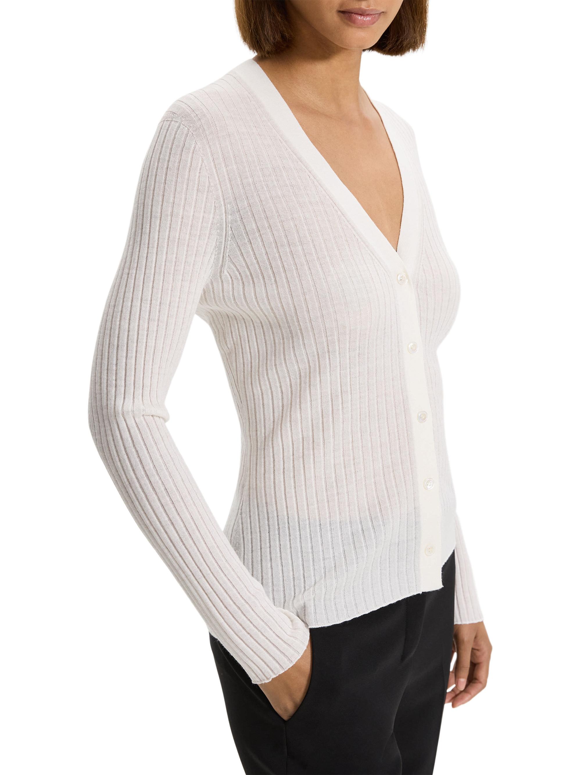 タグ付新品✨25AW HALF-CIRCLE CARDIGAN ホワイト 38 Theory Wide-Ribbed Wool Cardigan | Saks Fifth Avenue