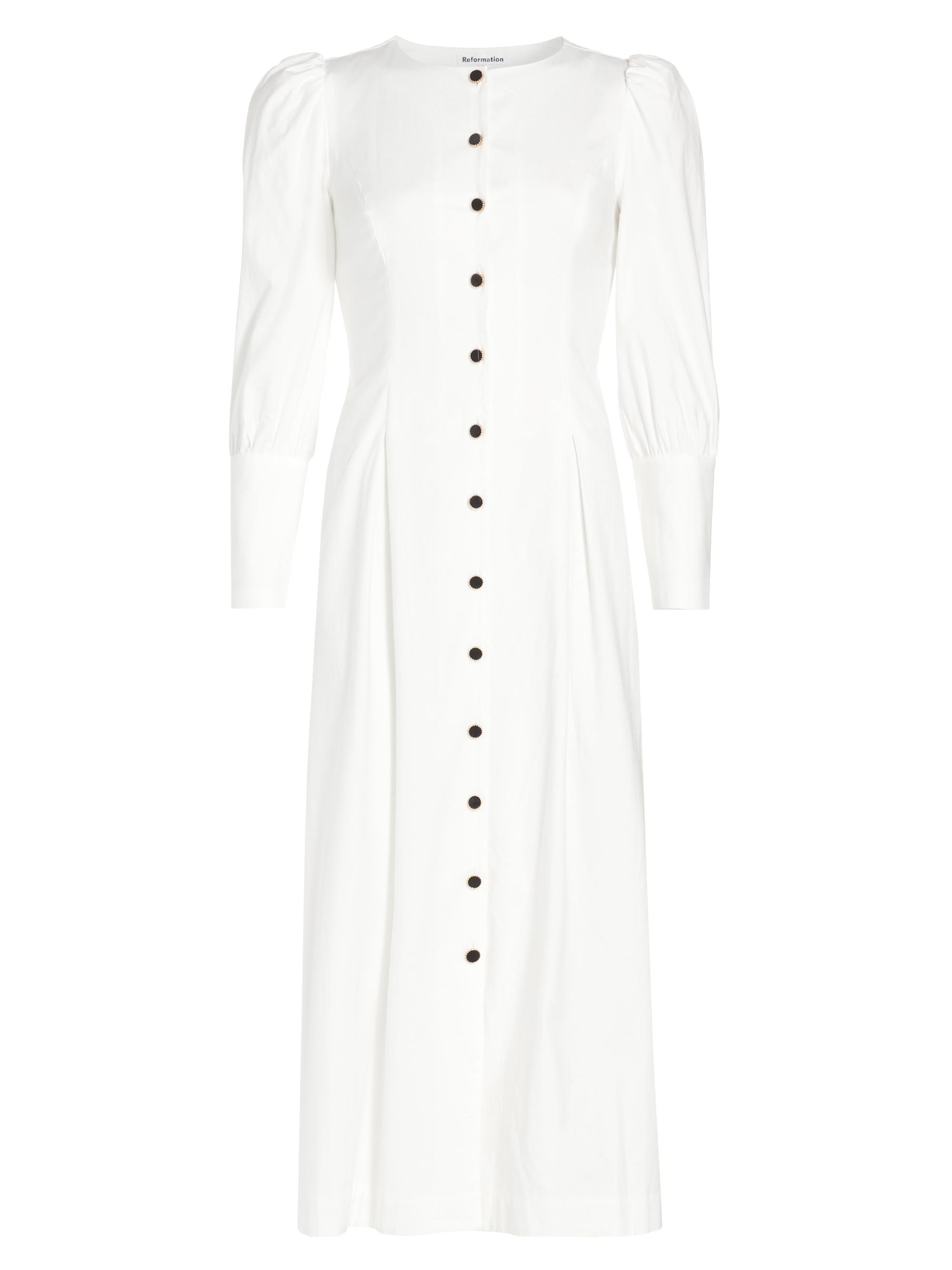 Reformation Women's Halia Cotton-Blend Midi Dress - White