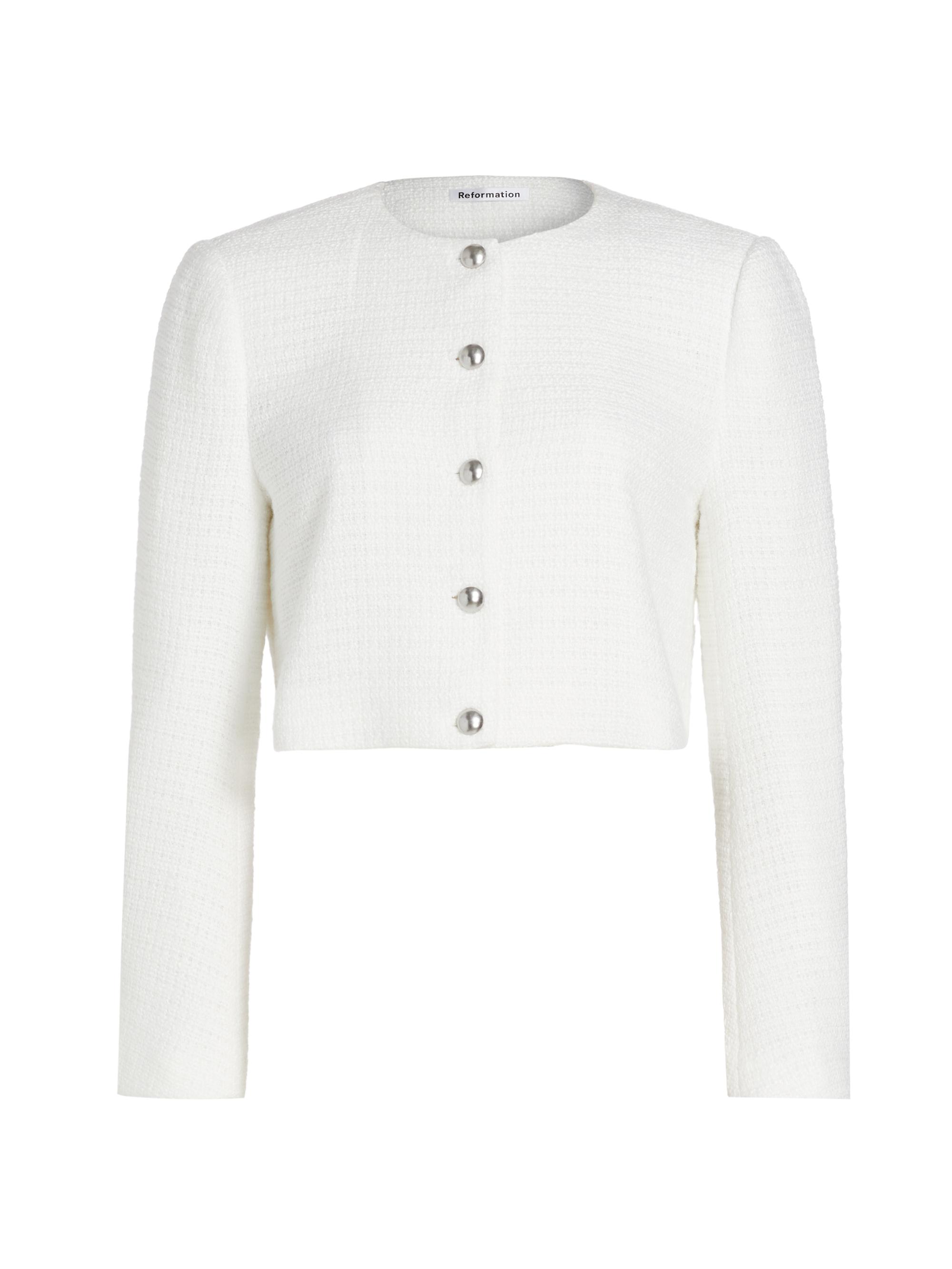 Reformation Women's Trista Tweed Jacket - White Tweed