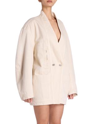 MAISON AVA single-breasted cotton blazer - Neutrals