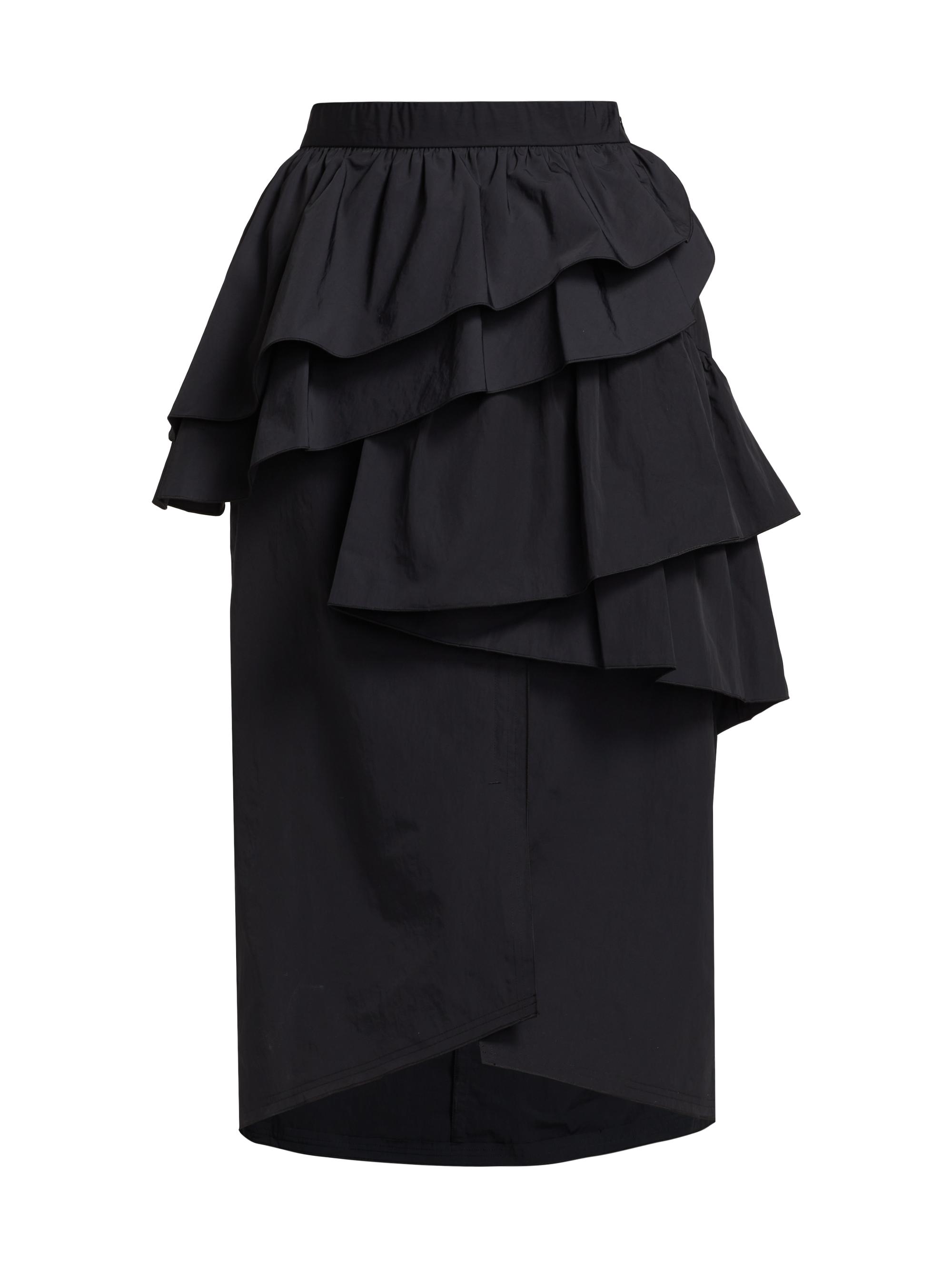 Barneys New York Women's Asymmetric Ruffled Parachute Midi-Skirt - Black
