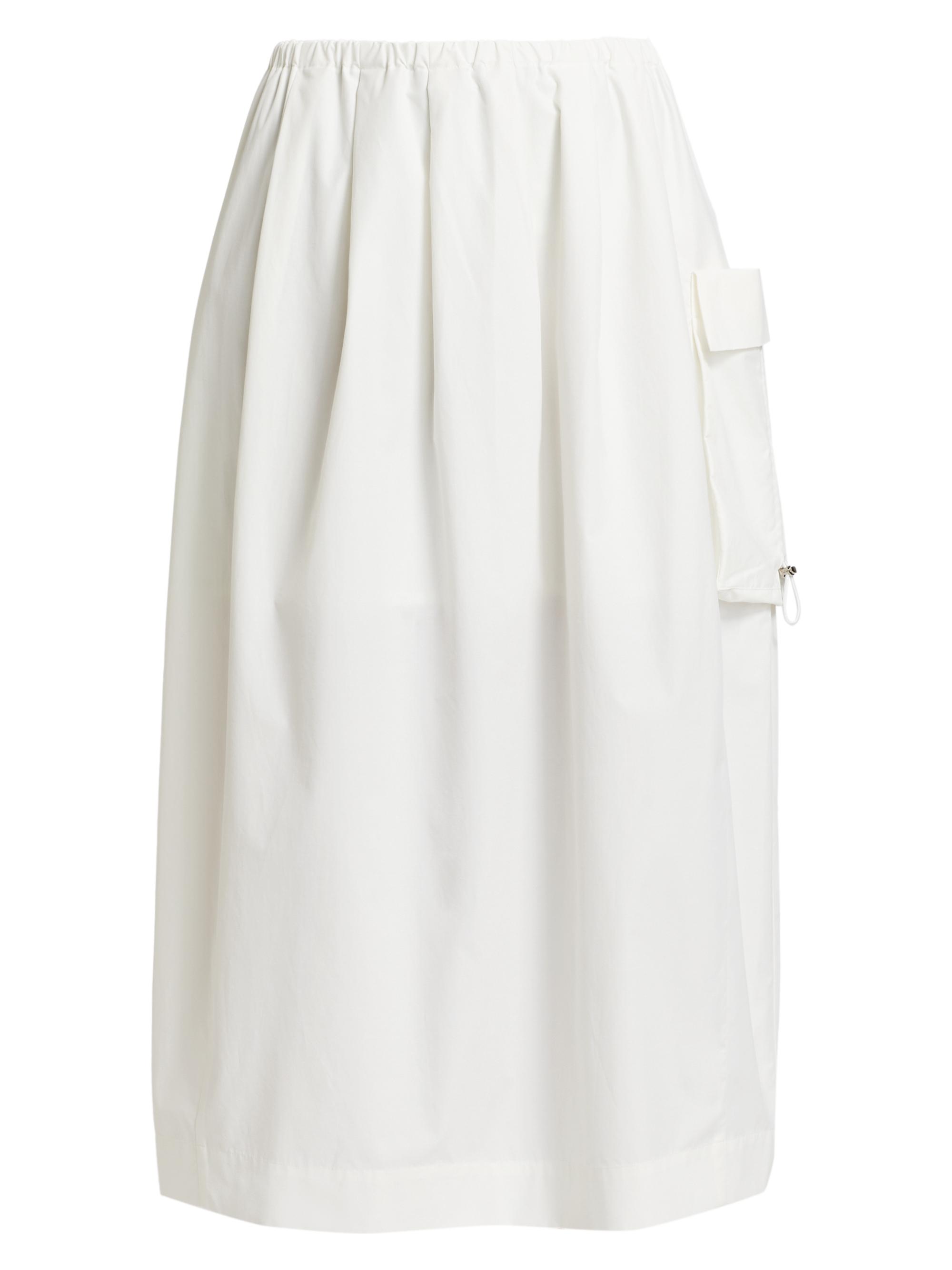 Barneys New York Women's Sartorial Rawness Cotton-Blend Midi-Skirt - White