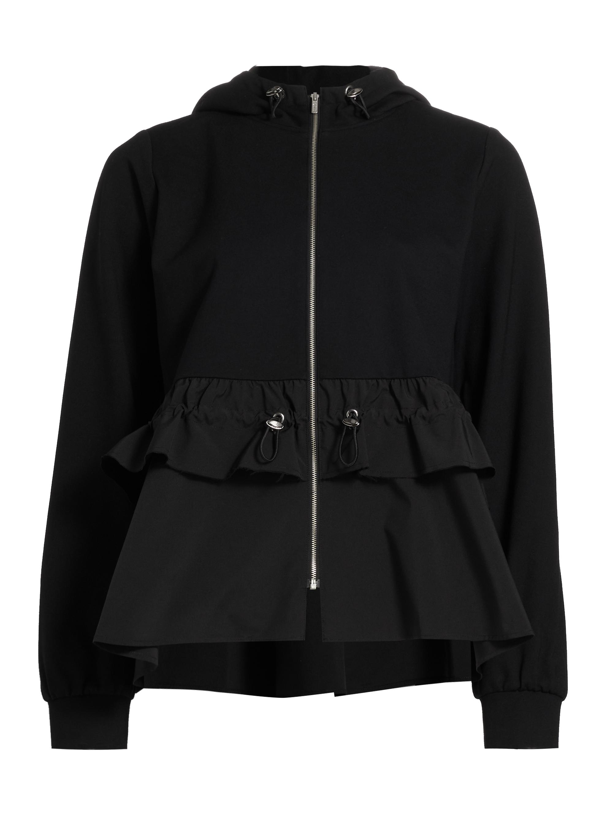 Barneys New York Women's Maria Taffeta Ruffled Zip Hoodie - Black
