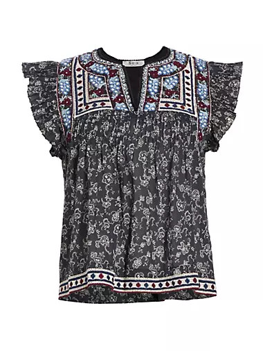 Everly Embroidered Paisley Top