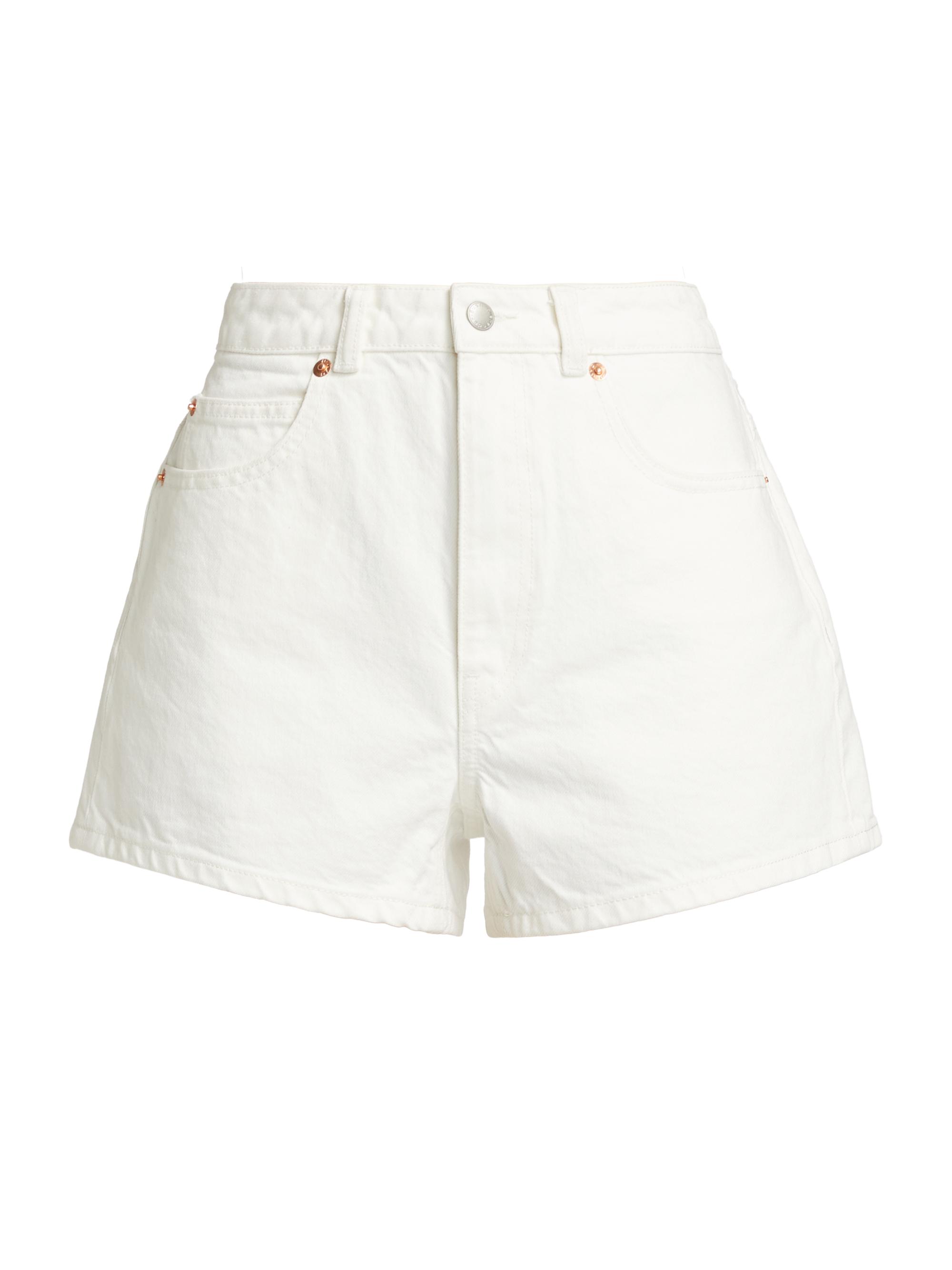 alexanderwang.t Women's Shorty Logo Cut-Out High-Rise Denim Shorts - Vintage White