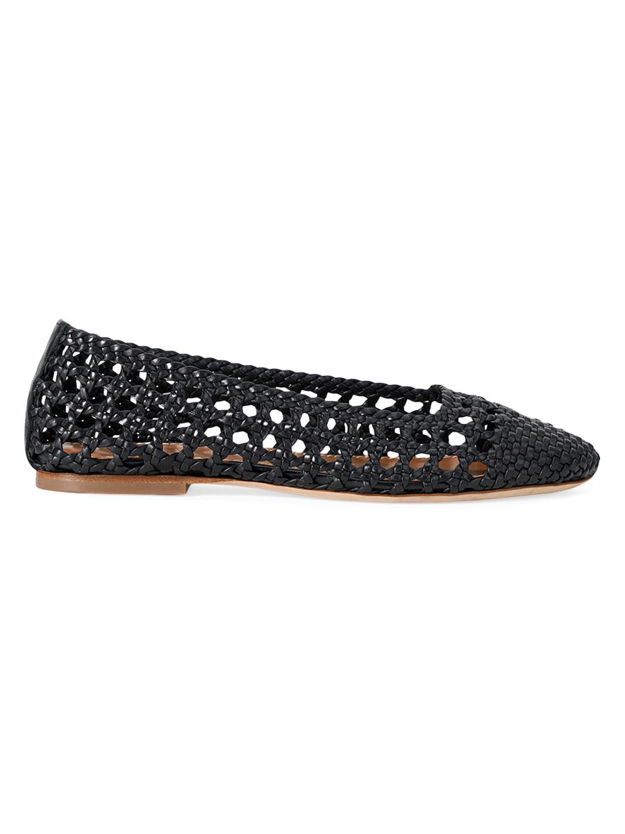 【新品・未使用】STAUD FLUFF BALLET FLAT STAUD Faux fur-trimmed leather ballet flats | NET-A-PORTER