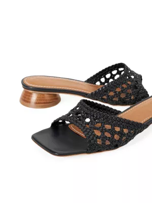 Crochet and leather sandals