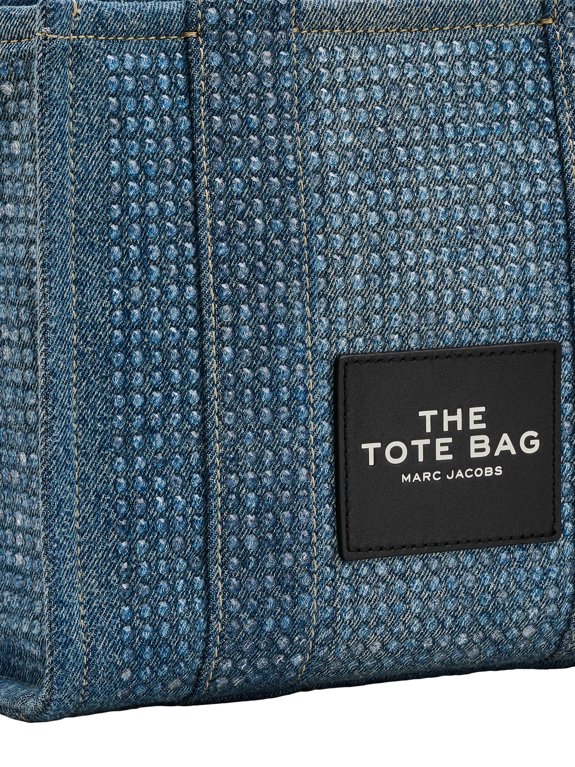 Shop Marc Jacobs The Small Crystal-Embellished Denim Tote Bag 