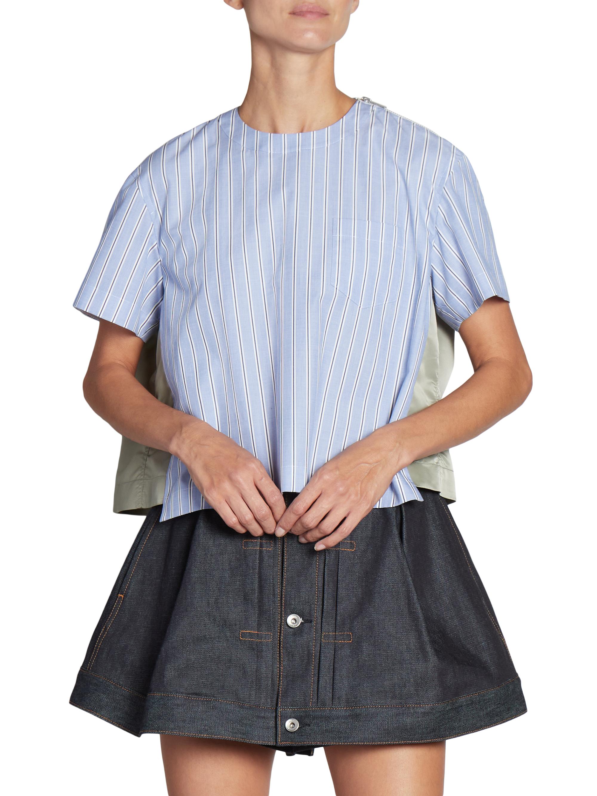 Shop Sacai Striped Cotton-Blend Top | Saks Fifth Avenue