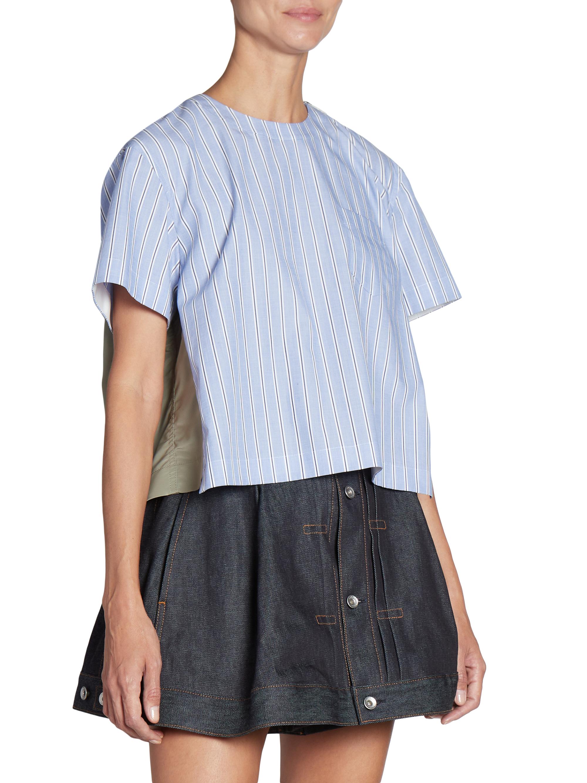 Shop Sacai Striped Cotton-Blend Top | Saks Fifth Avenue