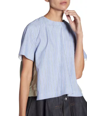 sacai striped asymmetric miniskirt - Grey