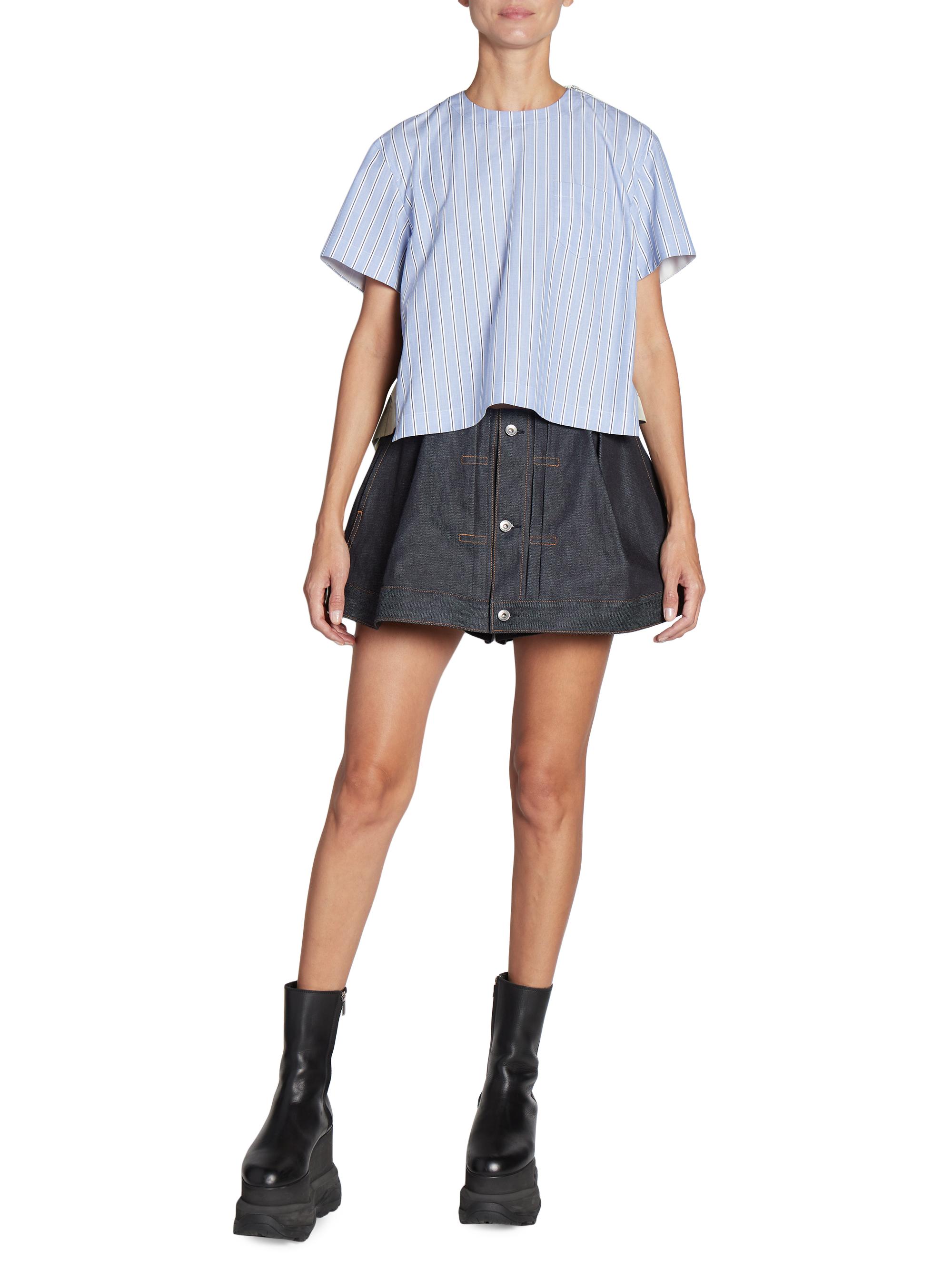 Shop Sacai Striped Cotton-Blend Top | Saks Fifth Avenue