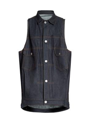 sacai pinstriped oversized waistcoat - Blue