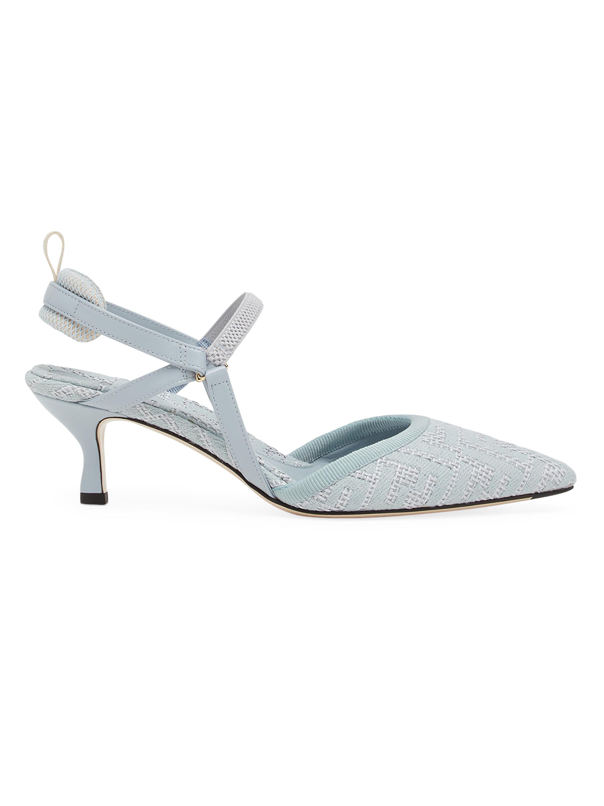 Fendi Women's Colibri Lite 55MM Logo Jacquard Slingback Pumps - Pale Blue
