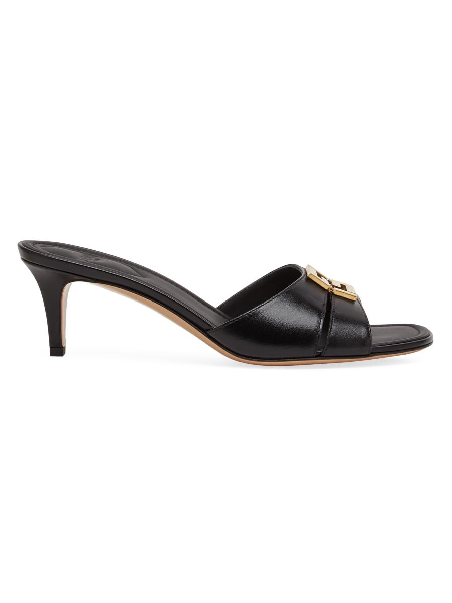 Fendi Fold 50MM Leather Mules | Saks Fifth Avenue