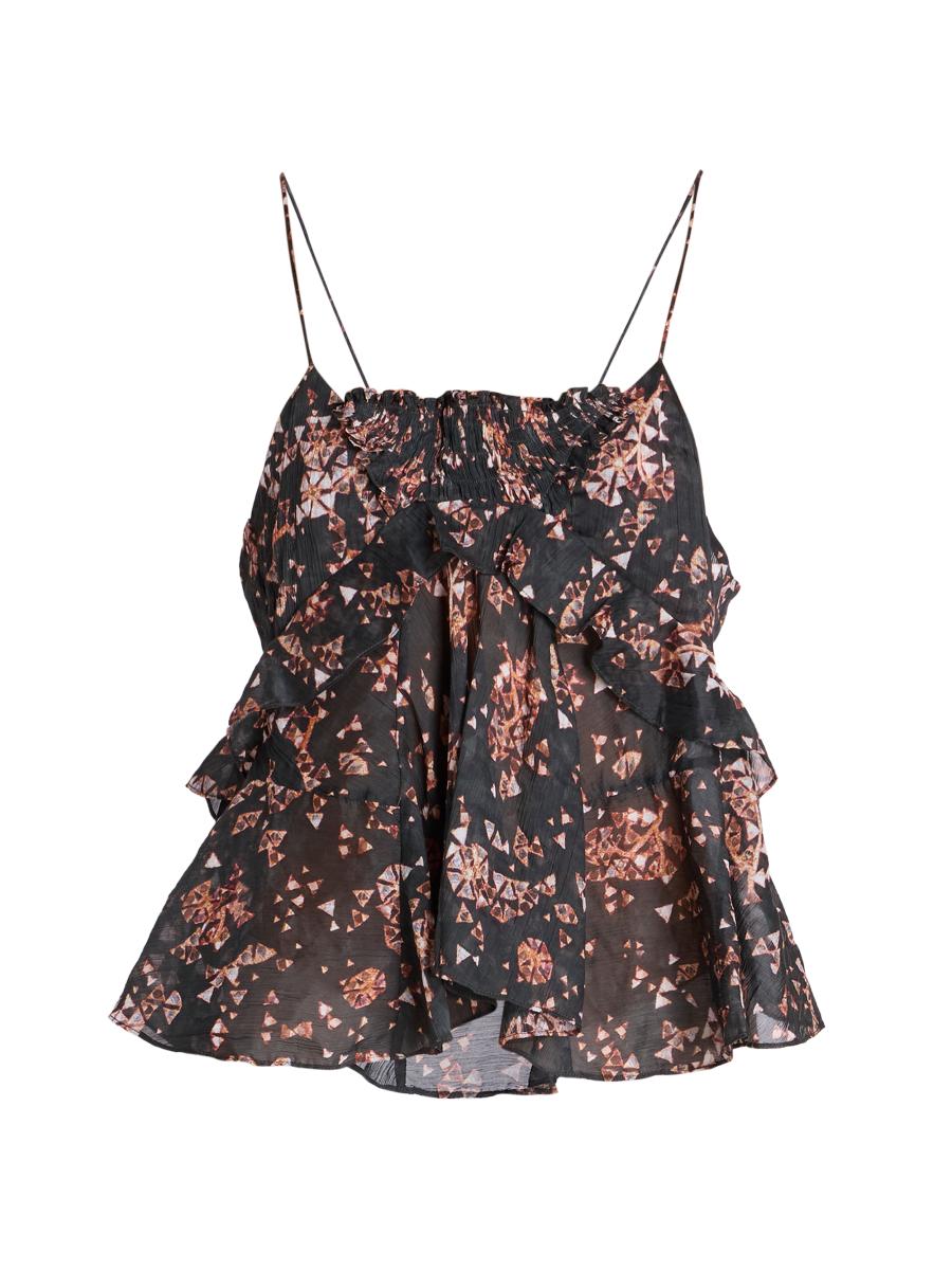 Isabel Marant Anissa Cotton-Silk Geometric Top | Saks Fifth