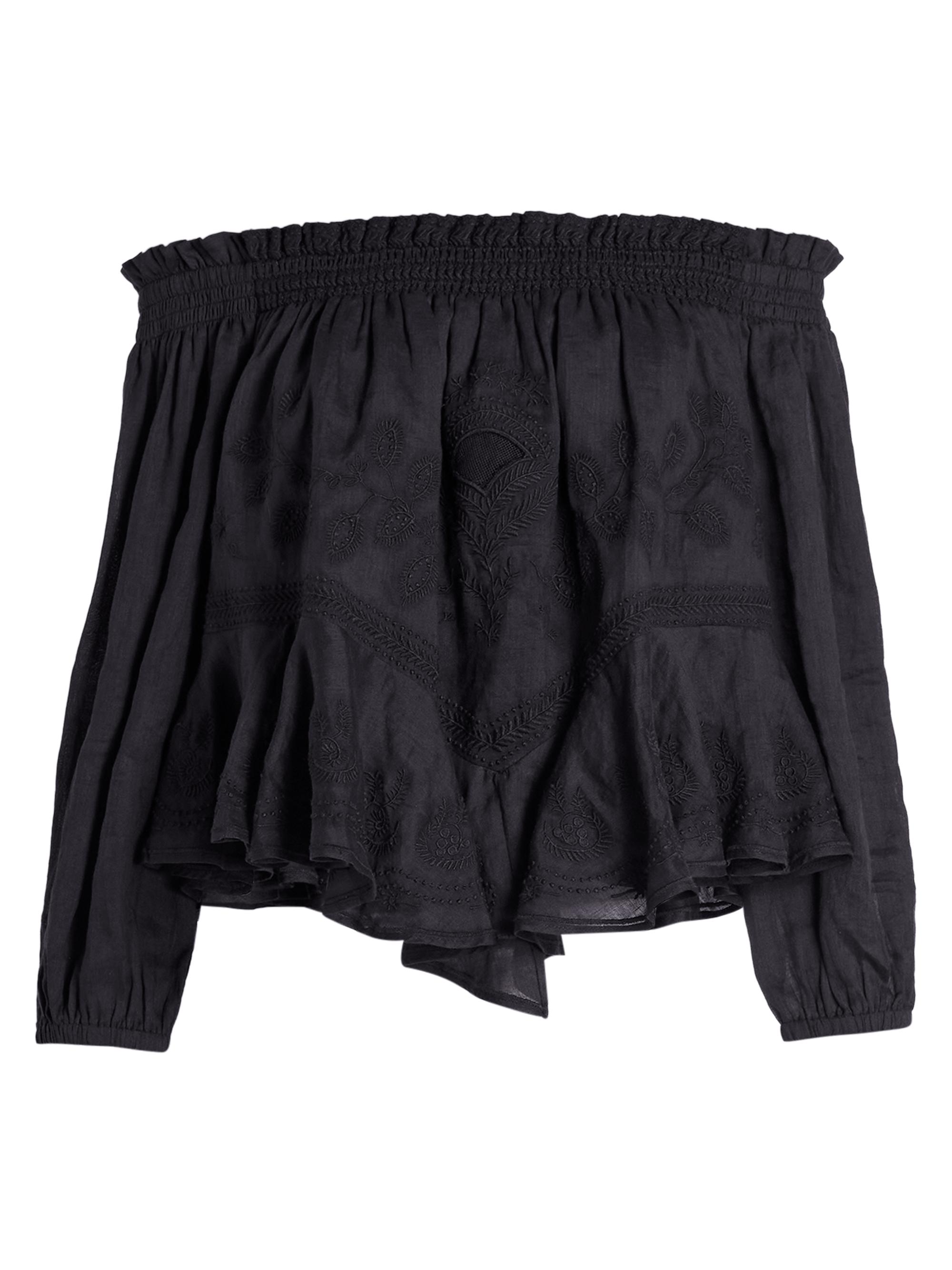 Isabel Marant Women's Erine Embroidered Off-The-Shoulder Top - Black