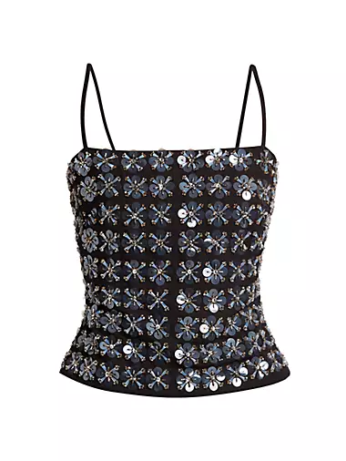 New White House Black Market Black Silver Sequin Corset Style Bustier Top  Size 2