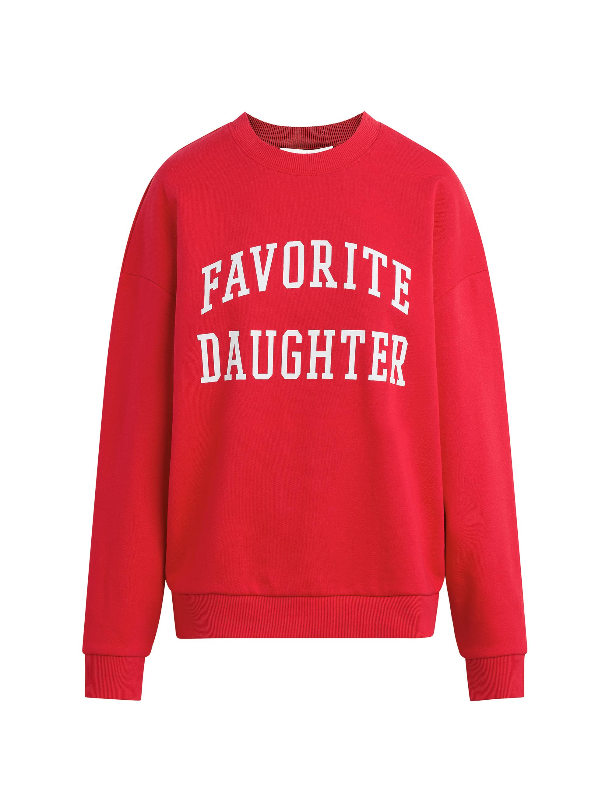 Favorite Daughter Women's Collegiate Oversized Logo Cotton-Blend Sweatshirt - Collegiate Red
