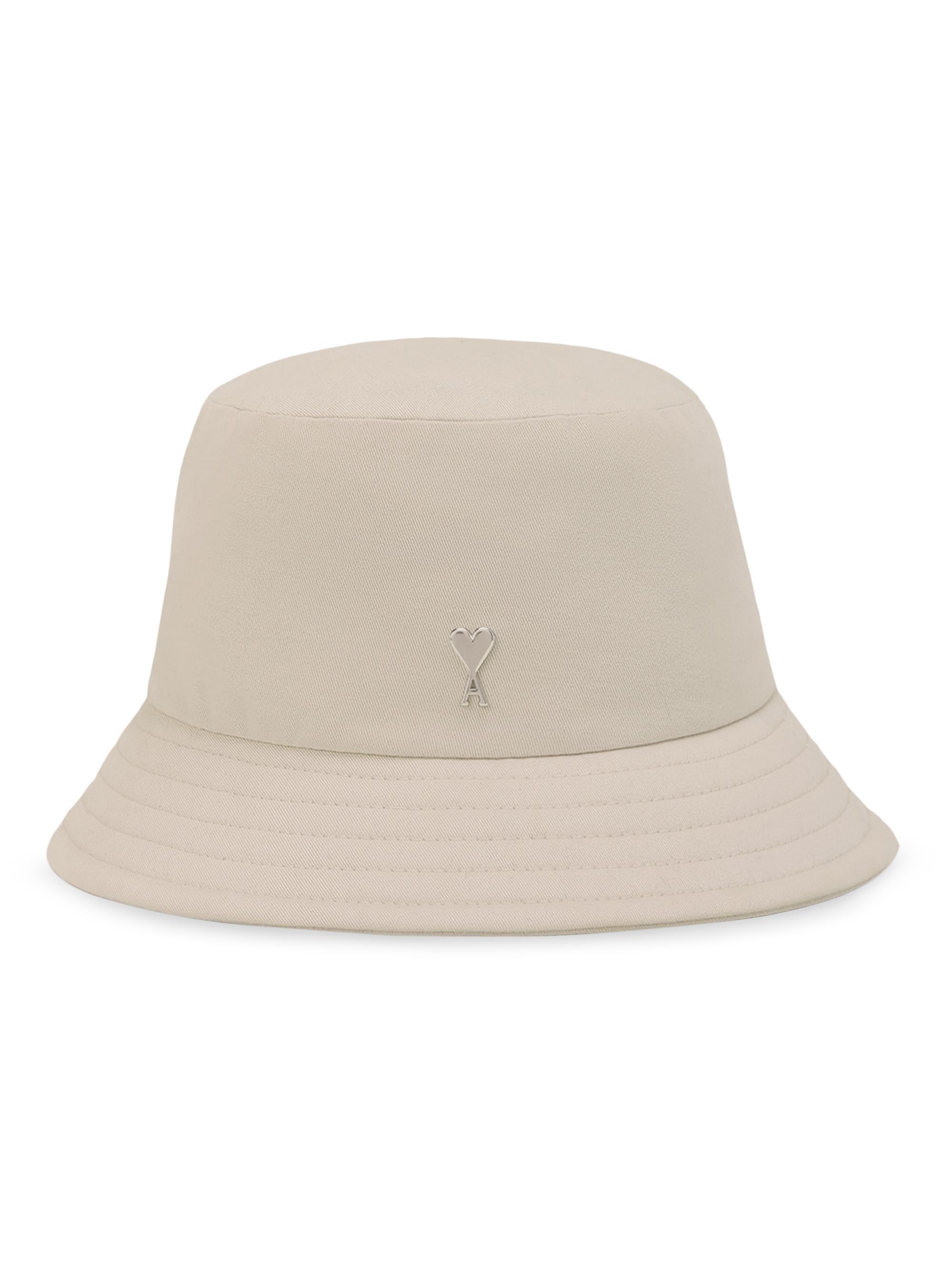 AMI Paris Men's AMI Leather Bucket Hat - Chalk