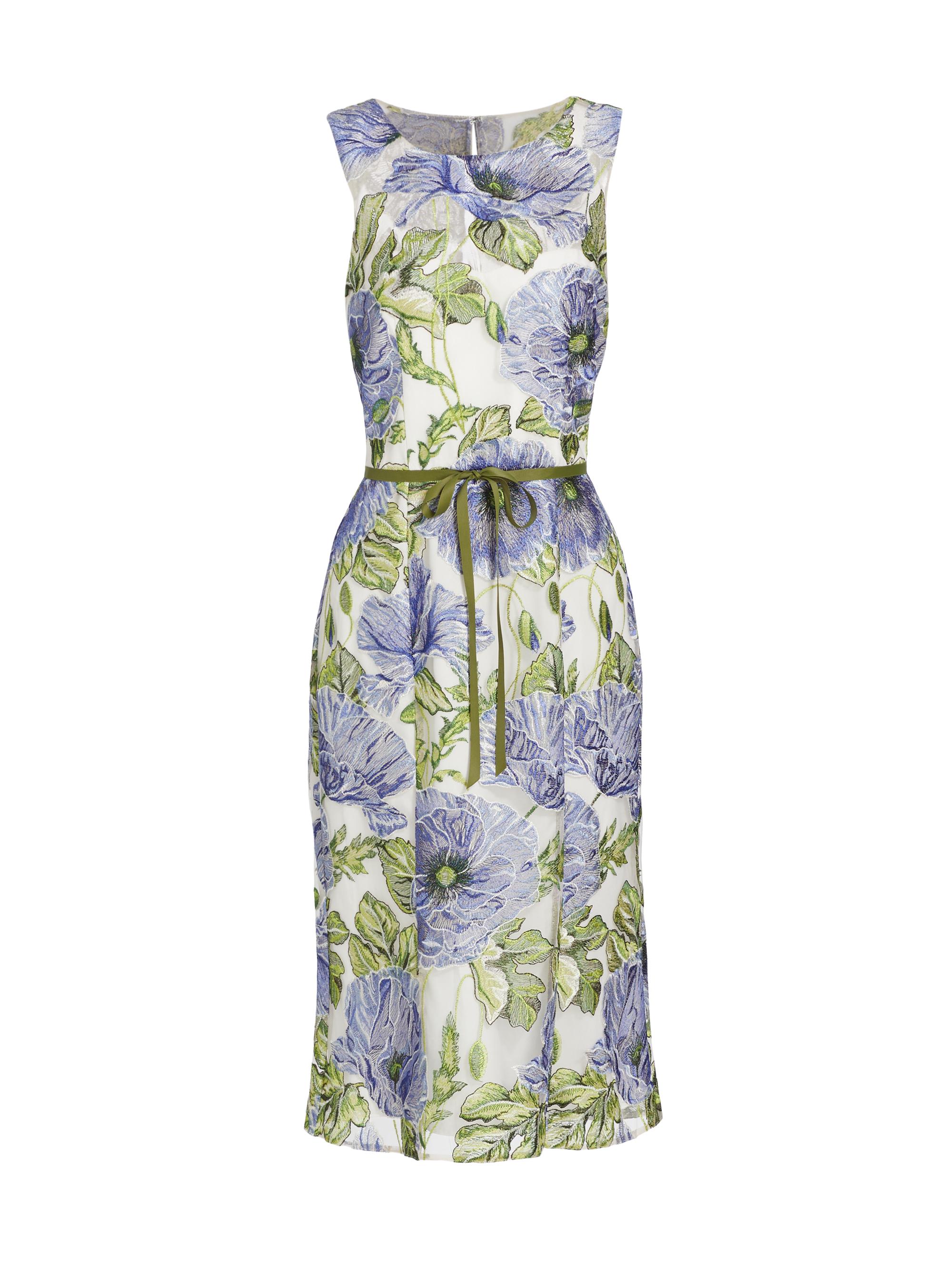 Marchesa Notte Women's Embroidered Tulle Cocktail Dress - Blue White