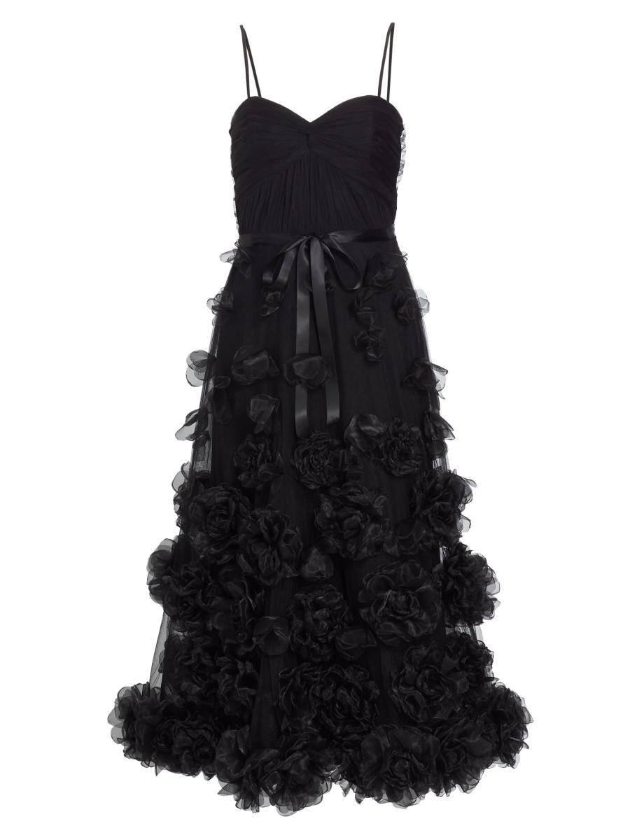 花柄★チュール★タフタ★ワンピース★ MARCHESA NOTTE Marchesa Notte Floral-Embroidered Tulle Cocktail Dress
