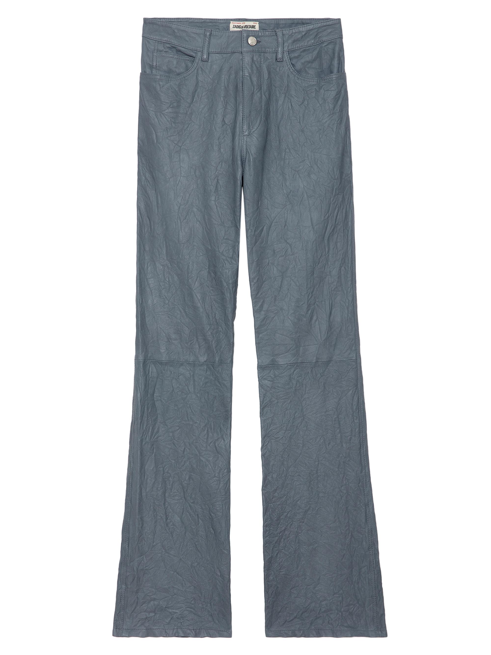 Zadig & Voltaire Women's Pistol Cuir Froisse Leather Boot-Cut Pants - Light Blue
