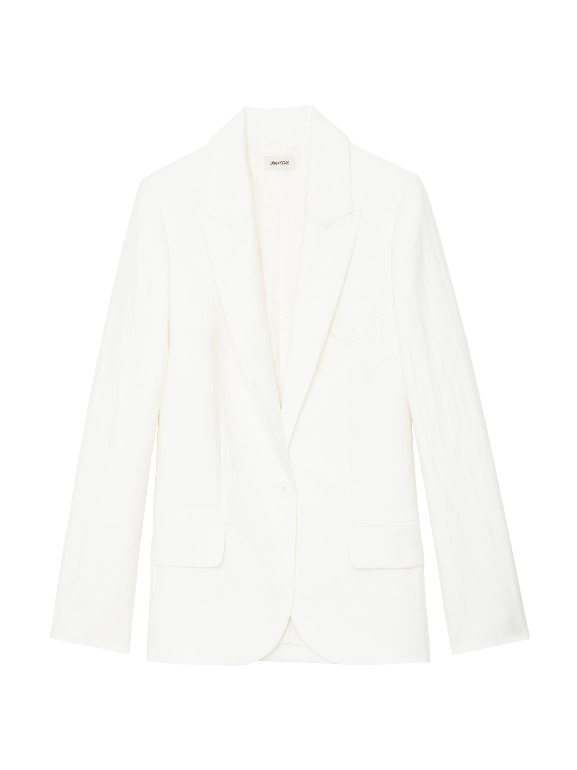 Zadig & Voltaire Women's Linen-Blend Crinkled Blazer - Blanc