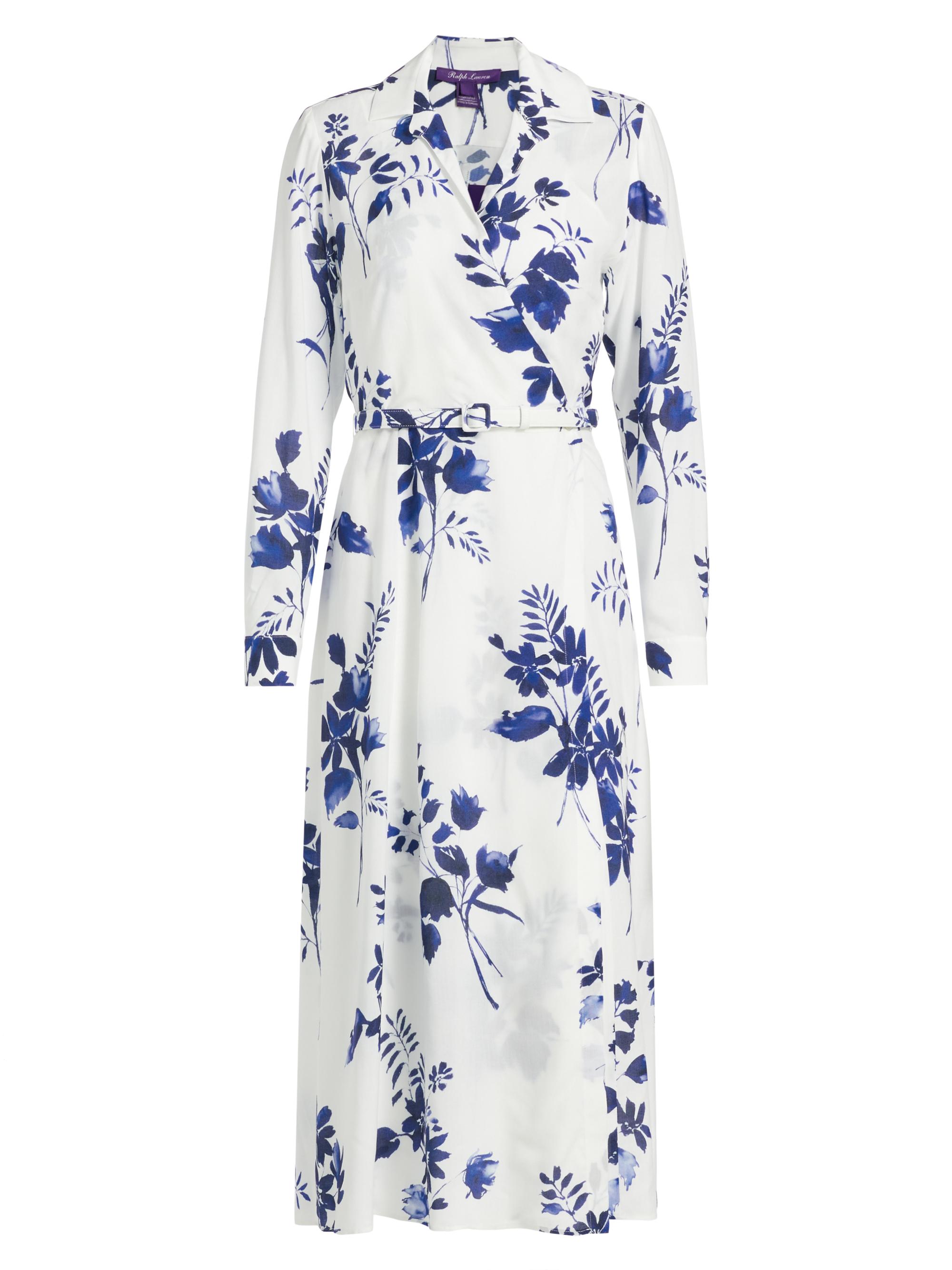 Ralph Lauren Collection Women's Aniyah Belted Floral Wrap Midi-Dress - Dark Sapphire Cream Multi