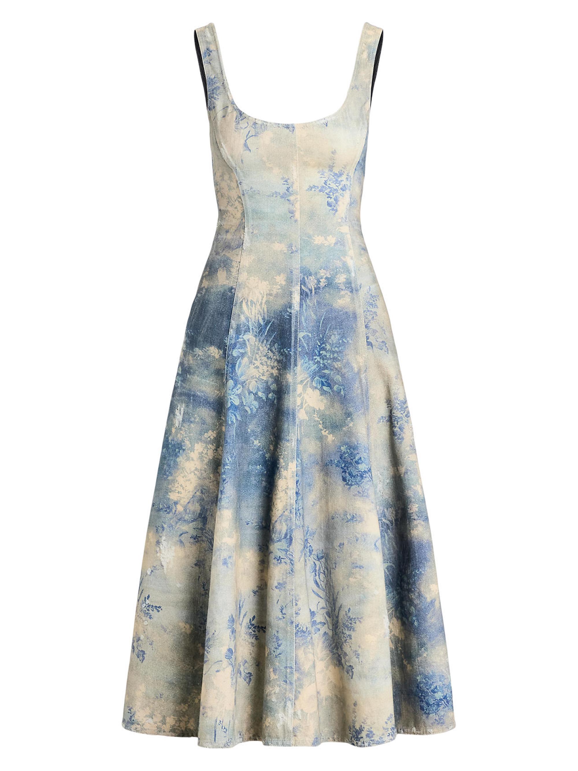 Ralph Lauren Collection Women's Tarian Bleached Floral Fit & Flare Midi-Dress - Blue Pearl Multi