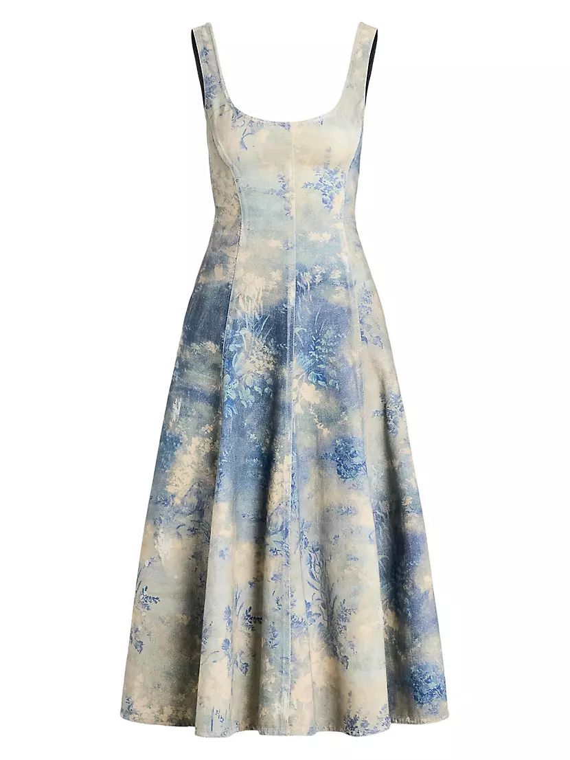 Tarian Bleached Floral Fit & Flare Midi-Dress