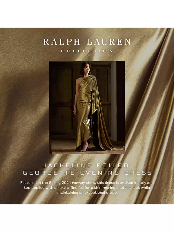 Ralph Lauren Women's Jackeline Foiled Georgette Evening Dress - Size 4 in Gold