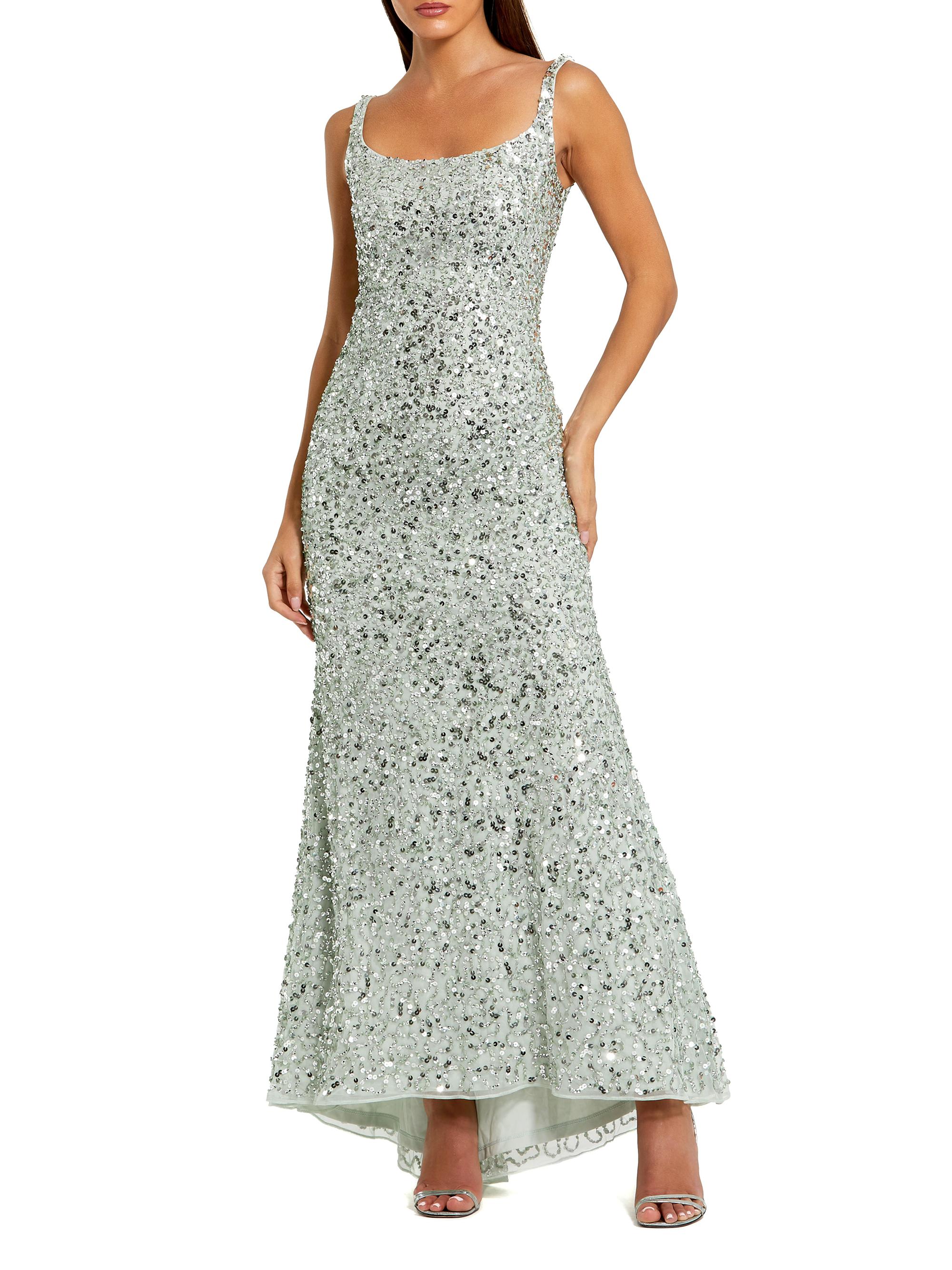 Mac Duggal Women's Sleeveless Sequined Slip Gown - Sage