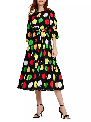 Pom Pom Floral Midi-Dress