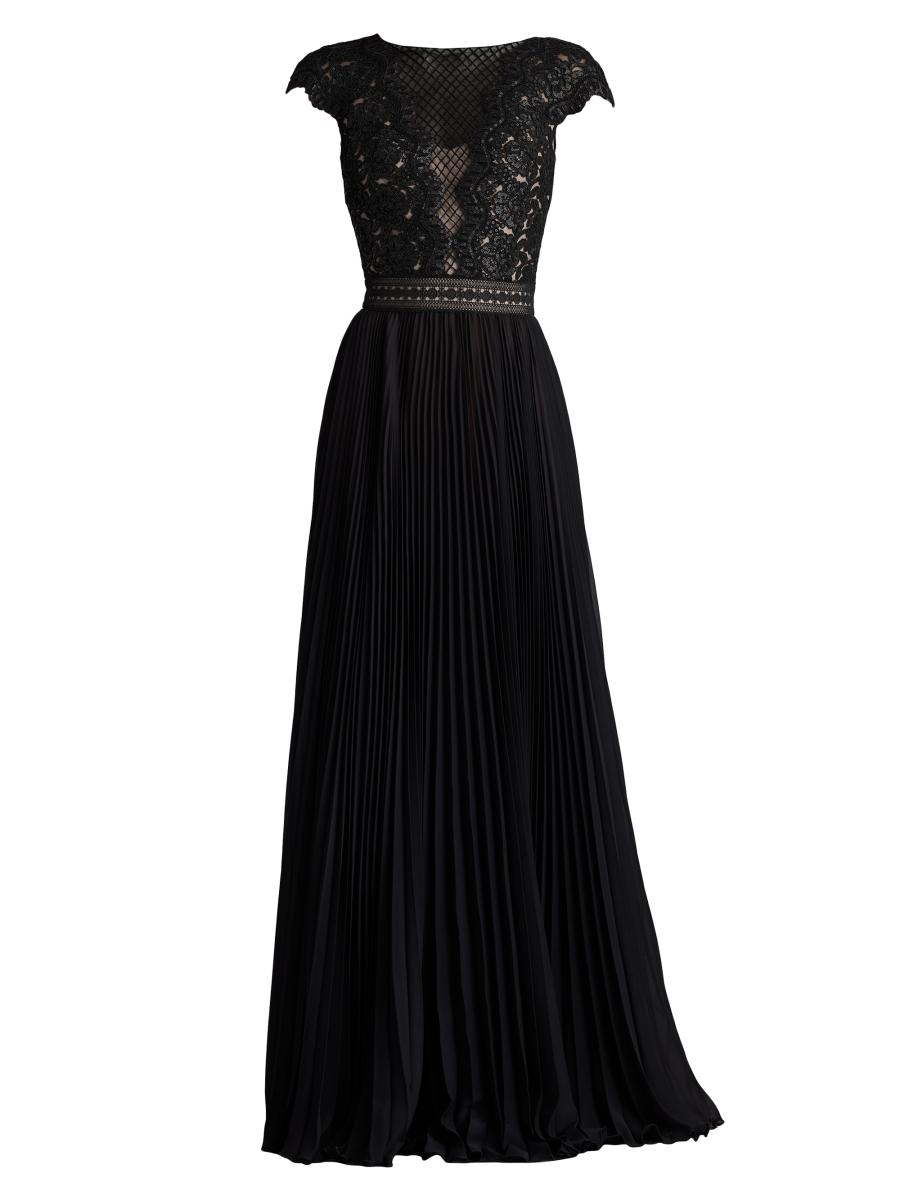 TADASHI SHOJI Size2　黒 Tadashi Shoji Mixed-Media Sequin-Embellished Gown | Saks