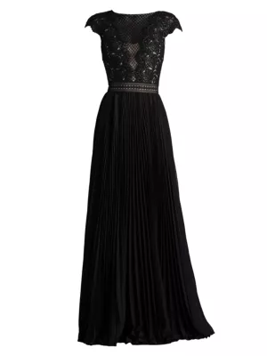 Tadashi Shoji Mixed-Media Sequin-Embellished Gown | Saks Fifth Avenue