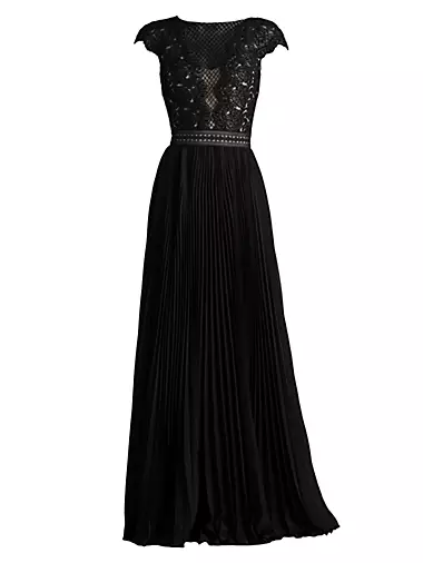 Mixed-Media Sequin-Embellished Gown