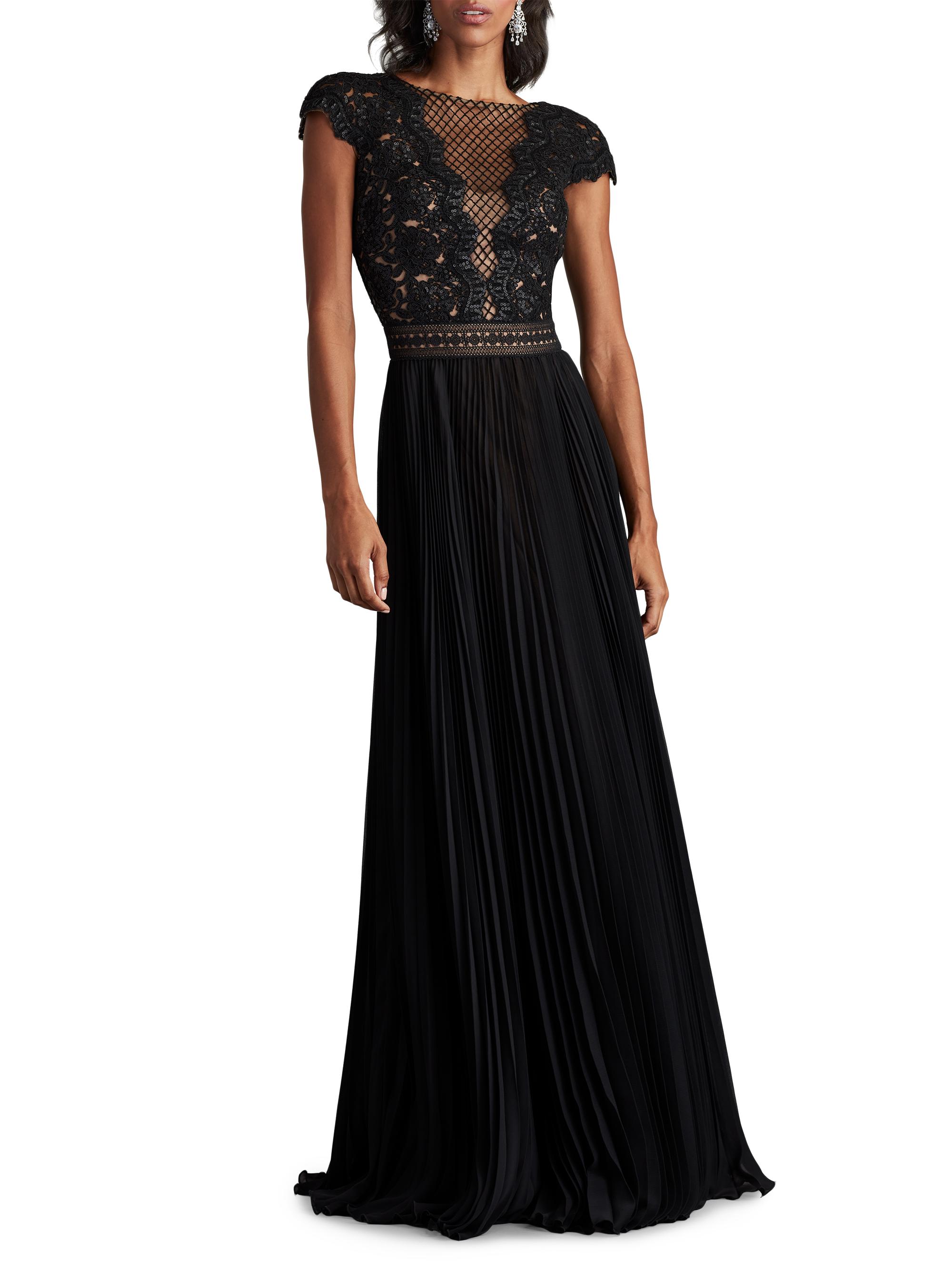 Tadashi Shoji Mixed-Media Sequin-Embellished Gown | Saks Fifth Avenue