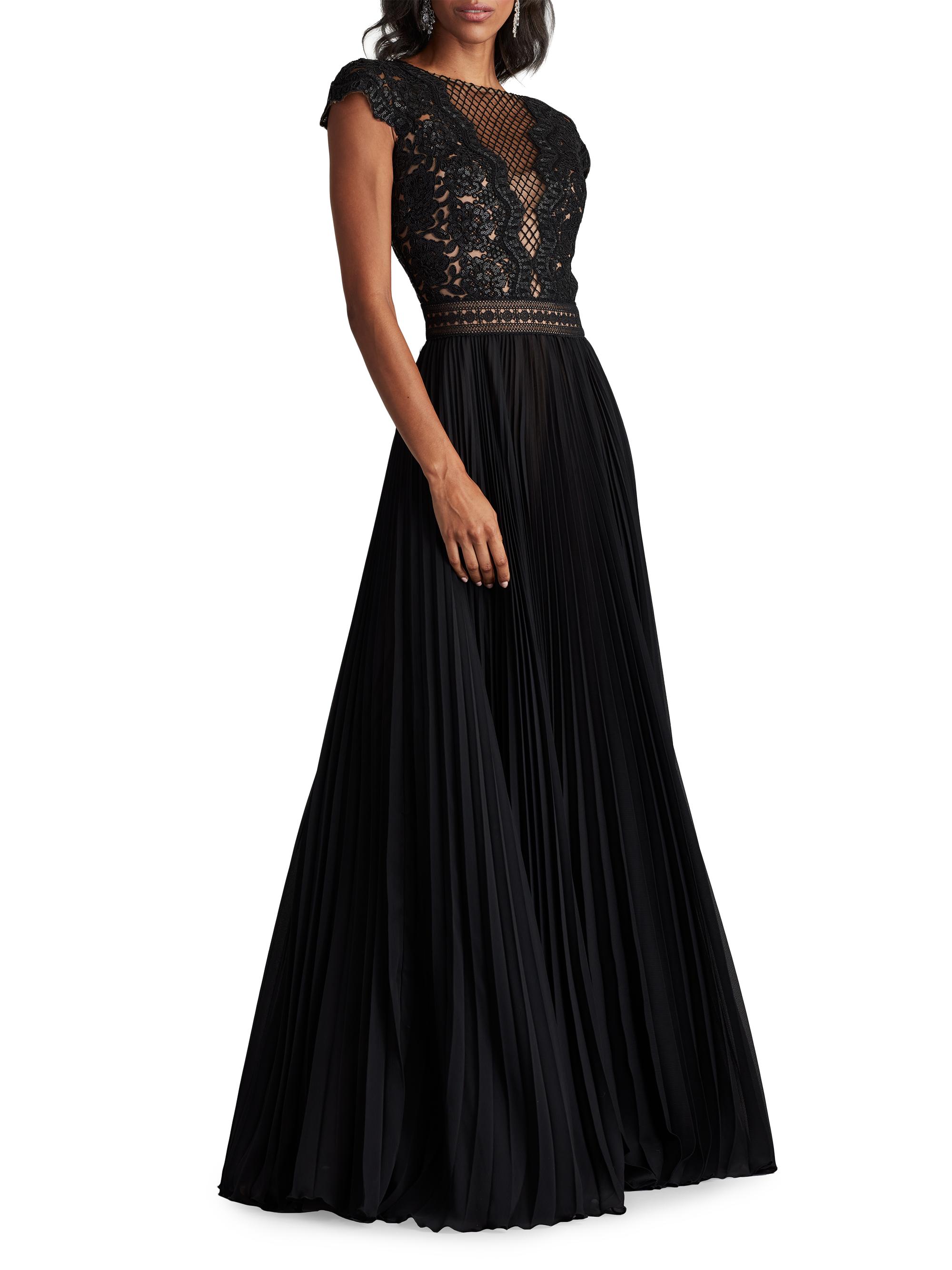 Tadashi Shoji Mixed-Media Sequin-Embellished Gown | Saks Fifth Avenue