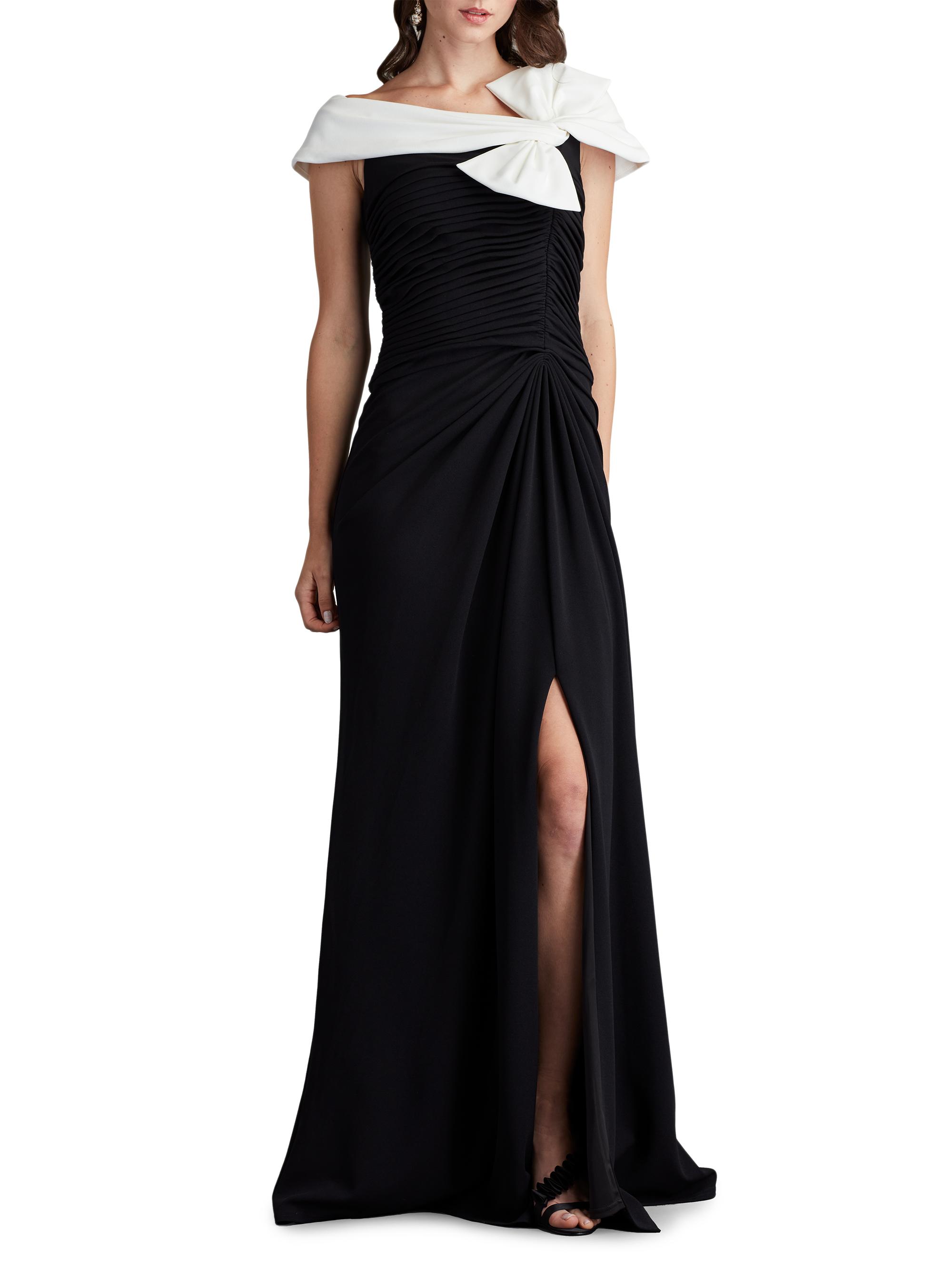 Tadashi Shoji Knotted Bow & Gathered Crepe Gown | Saks Fifth Avenue