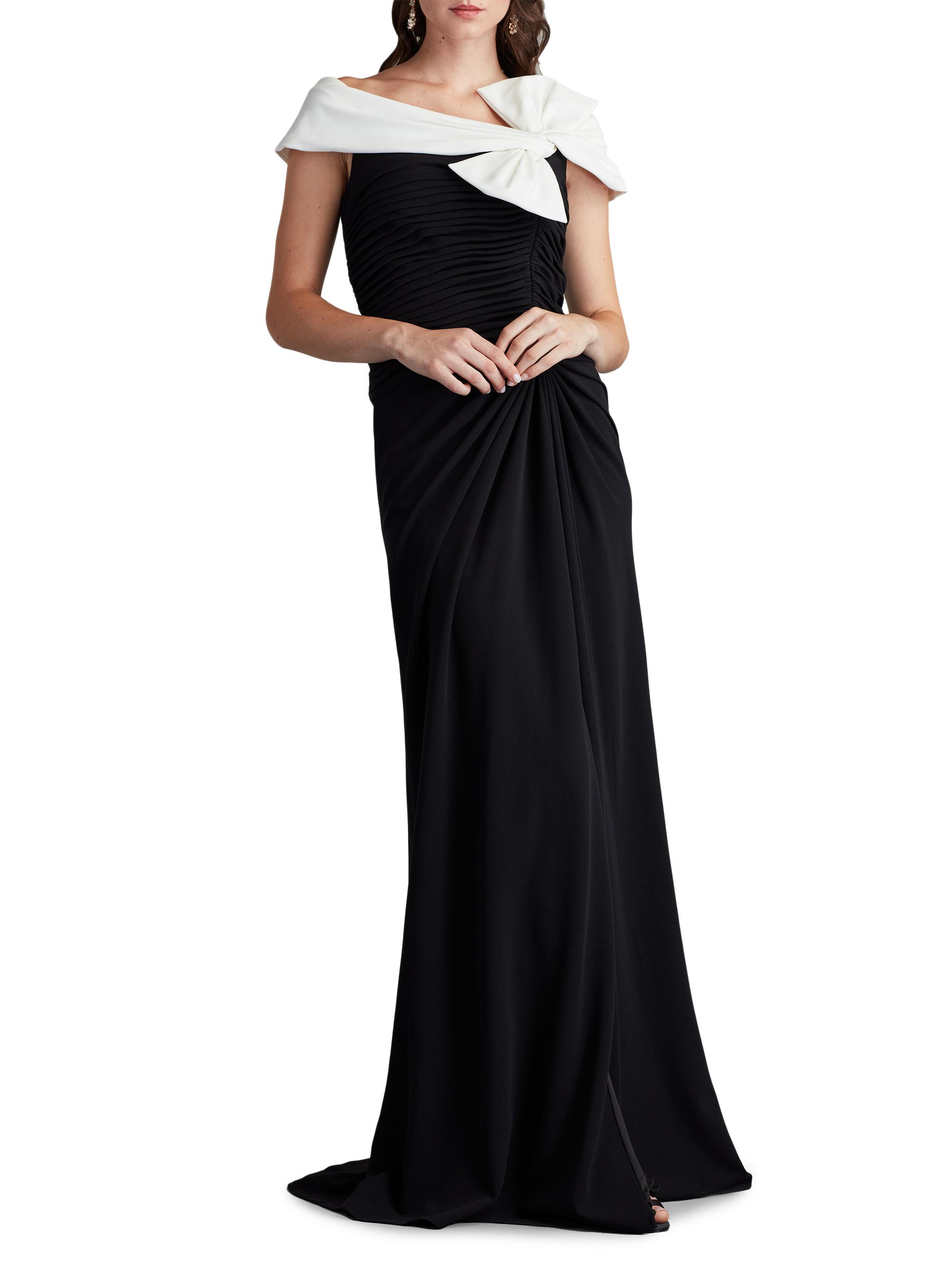 Tadashi Shoji Knotted Bow & Gathered Crepe Gown | Saks Fifth Avenue