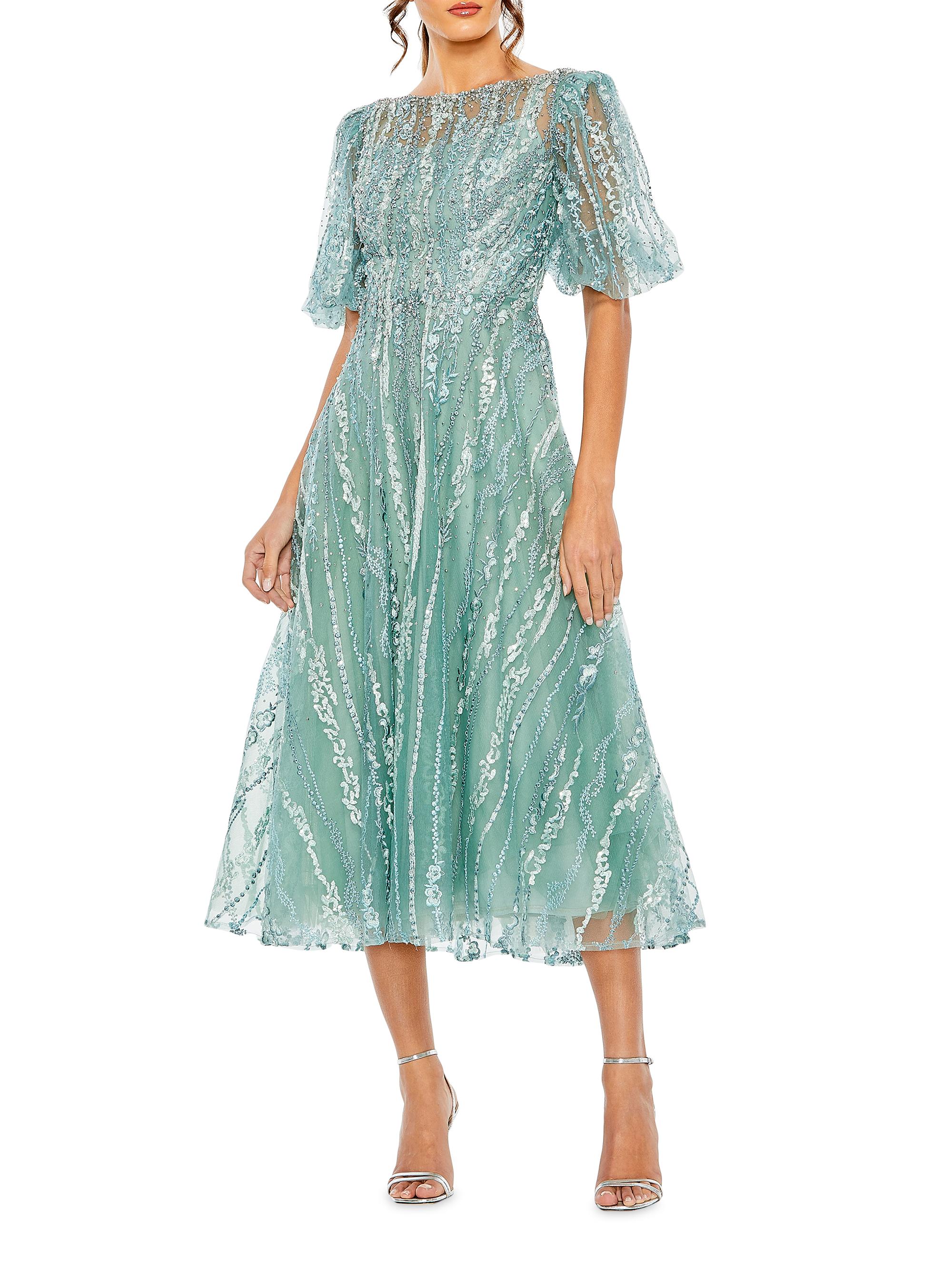 Mac Duggal Women's Embroidered Fit & Flare Midi-Dress - Berry