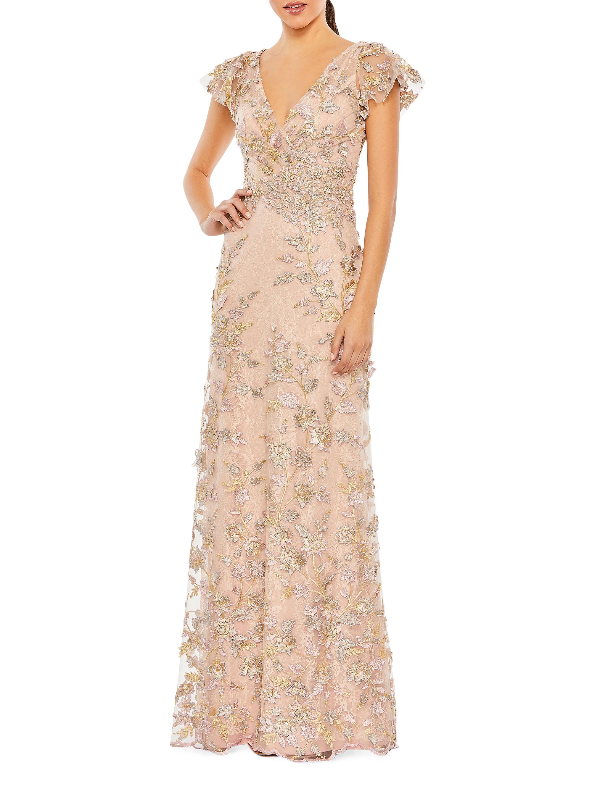 Mac Duggal Women's Floral Appliqué Tulle Gown - Blue