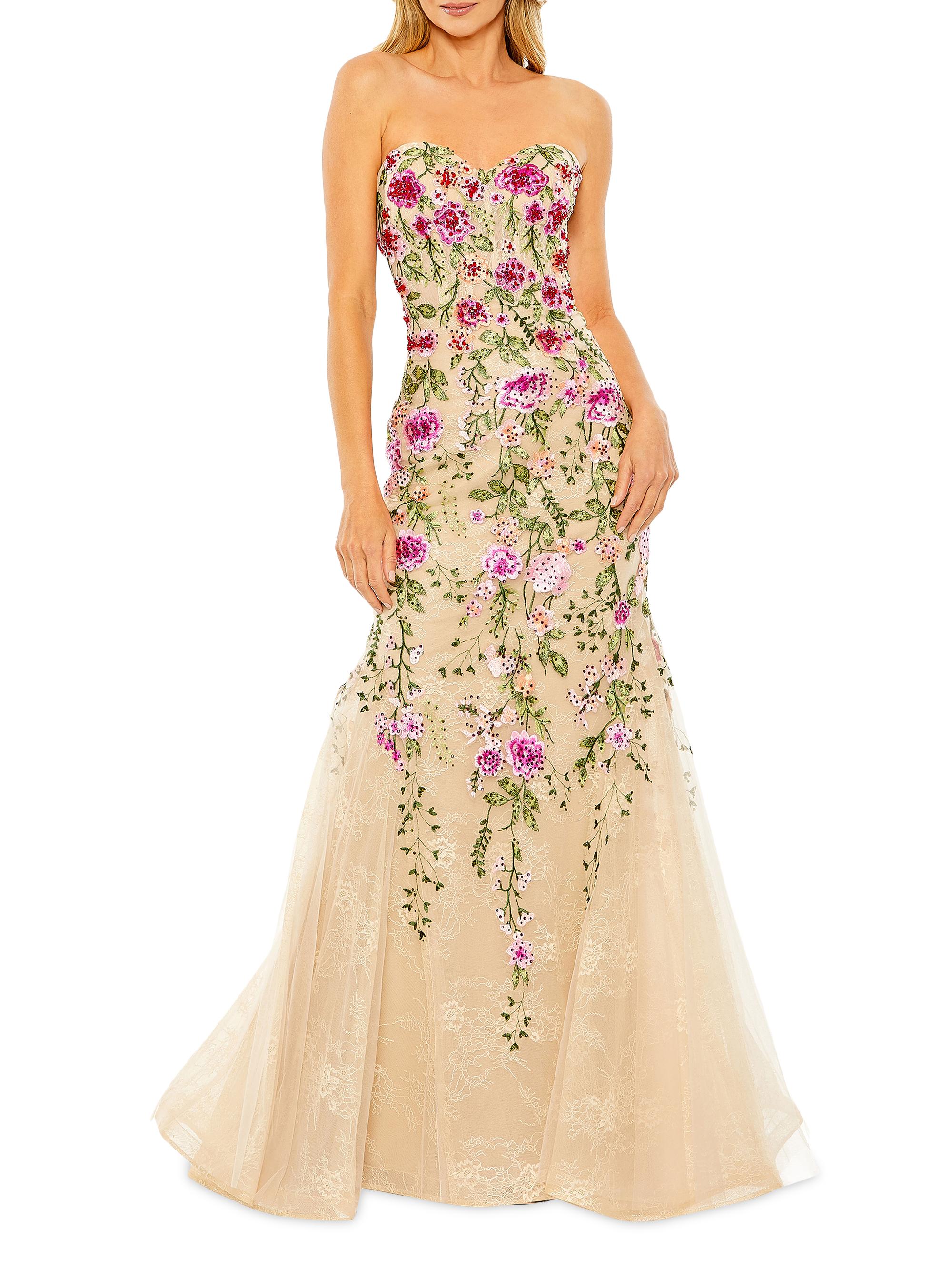 Mac Duggal Women's Embroidered Lace Mermaid Gown - Pink Multi