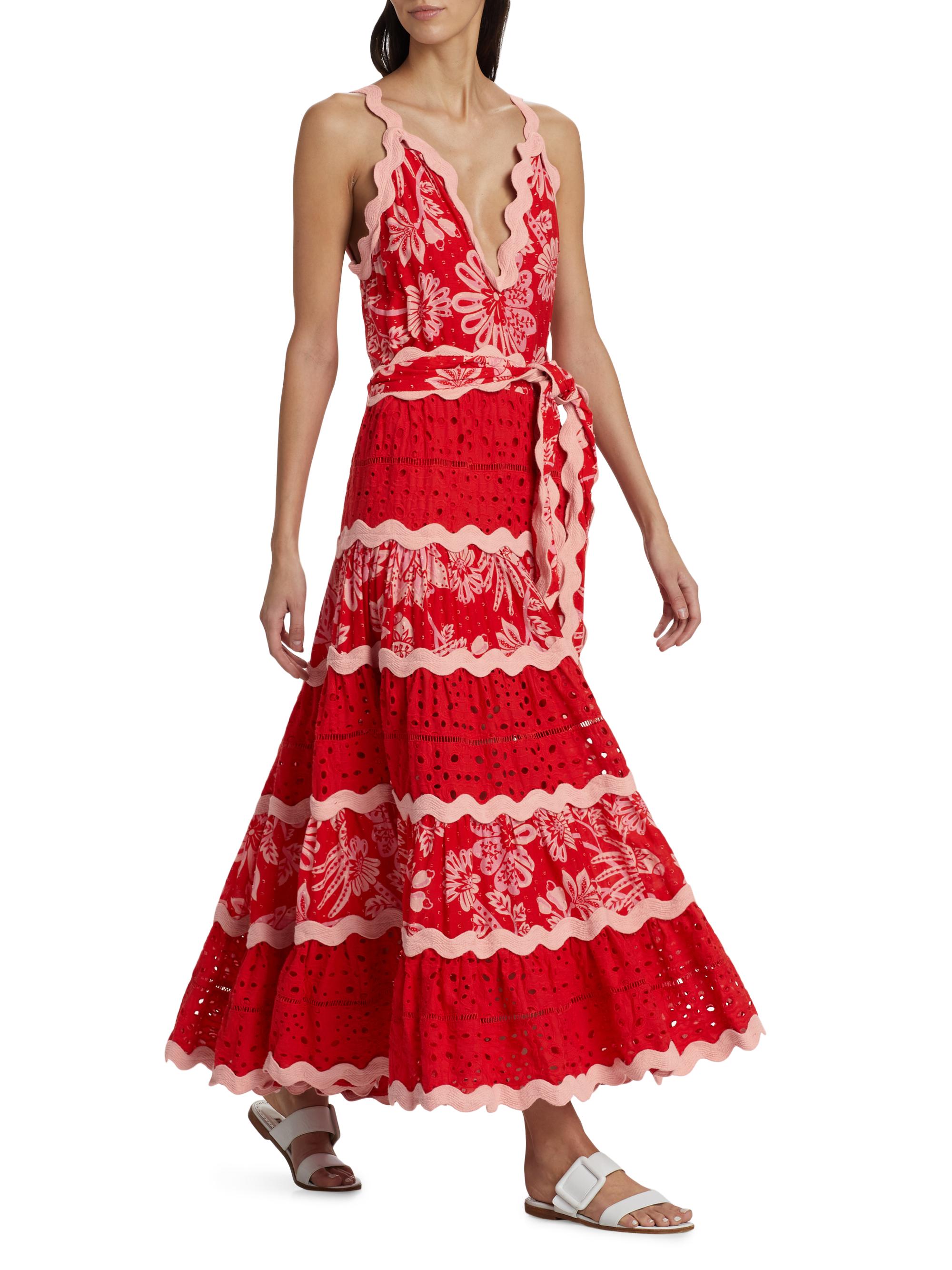 Farm Rio Flowerful Birds Mix Tie-Waist Maxi Dress | Saks Fifth Avenue